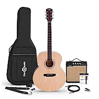 Jumbo Electro Acoustic Guitar Natural 15W Acoustic Amp and Accessory Pack