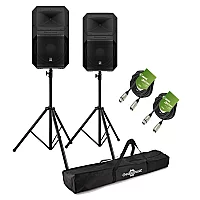 ElectroVoice Eviva 15P Active PA Speaker Bundle with Stands and Cables