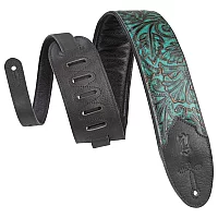 Levys Sundance 3 Embossed Leather Guitar Strap Turquoise