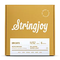 Stringjoy Brights Super Light Gauge 1152 8020 Bronze Acoustic Guitar Strings