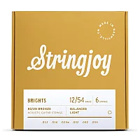 Stringjoy Brights Light Gauge 1254 8020 Bronze Acoustic Guitar Strings