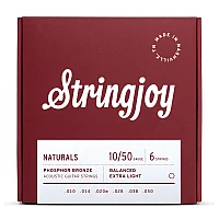 Stringjoy Naturals Extra Light Gauge 1050 Phosphor Bronze Acoustic Guitar Strings