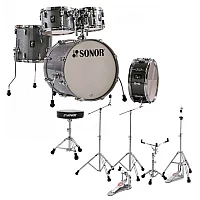 Sonor AQ2 20 5pc Drum Kit With Hardware and Throne Titanium Quartz
