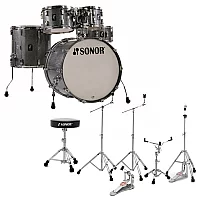 Sonor AQ2 22 5pc Drum Kit With Hardware and Throne Titanium Quartz