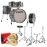 Sonor AQ2 20 5pc Complete Drum Kit With Hardware and Throne Titanium Quartz