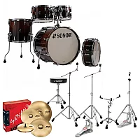 Sonor AQ2 20 5pc Complete Drum Kit With Hardware and Throne Brown Fade