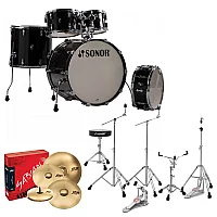 Sonor AQ2 20 5pc Complete Drum Kit With Hardware and Throne Transparent Black
