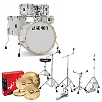 Sonor AQ2 22 5pc Complete Drum Kit With Hardware and Throne White Pearl