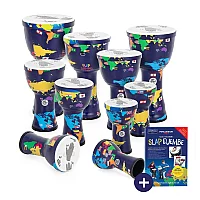 Percussion Plus Slap Djembe Pack PreTuned 10 Pack Mixed Sizes World Map