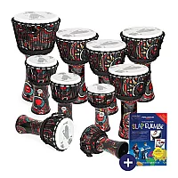 Percussion Plus Slap Djembe Pack Rope Tuned 10 Pack Mixed Sizes Carnival
