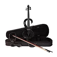 Stagg SShaped Electric Violin Outfit Metallic Black