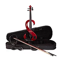 Stagg SShaped Electric Violin Outfit Metallic Red