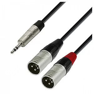 Adam Hall 4 STAR Rean 3.5mm TRS Mini Jack to Twin XLR M Splitter Cable 1.8m