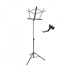 Hercules BS020BB Compact Music Stand and HA700 Headphone and Guitar Strap Holder