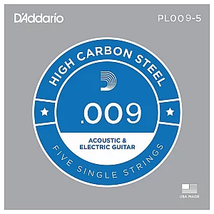 DAddario Plain Steel .009 Guitar Strings 5 Pack