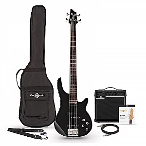 Chicago Bass Guitar Black 15W Bass Amp and Accessory Pack