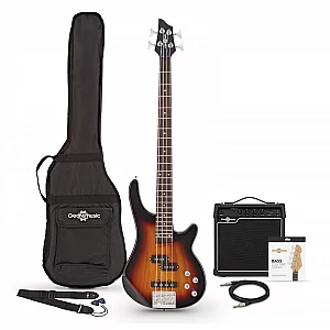 Chicago Bass Guitar Sunburst 15W Bass Amp and Accessory Pack