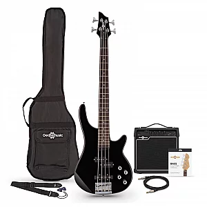 34 Chicago Bass Guitar Black 15W Bass Amp and Accessory Pack