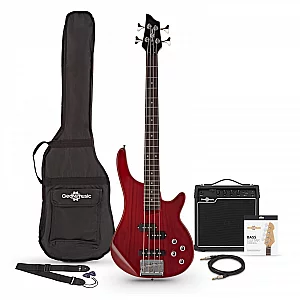 34 Chicago Bass Guitar Trans Red 15W Bass Amp and Accessory Pack